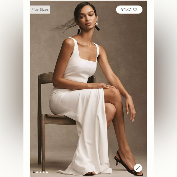 BHLDN Blake Square-Neck Stretch Crepe Maxi Dress | size 4 - Picture 3 of 4